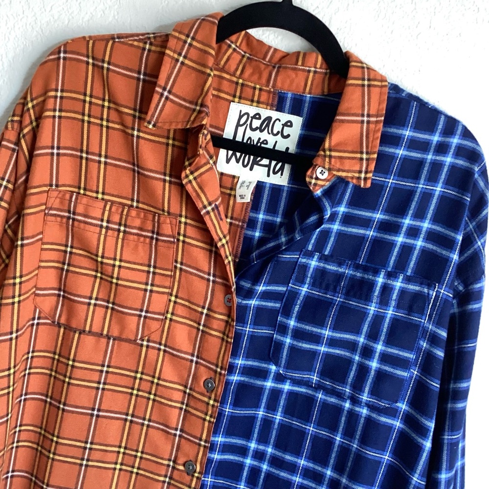 \Peace Love World\ Two-Tone Plaid Button Down - Picture 3 of 16